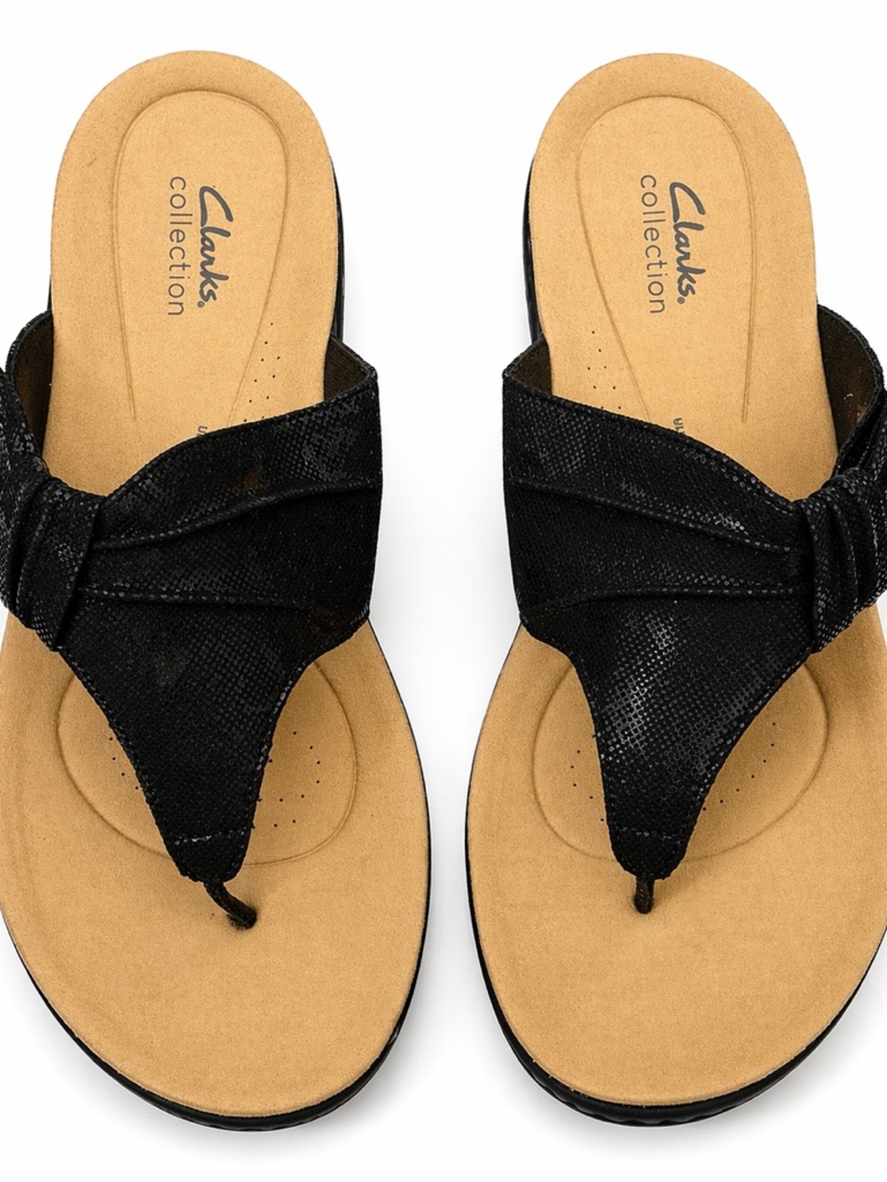 NWT Clarks Laurieann Rae Slip-On Thong Sandals Black Size 12W Wide Comfort